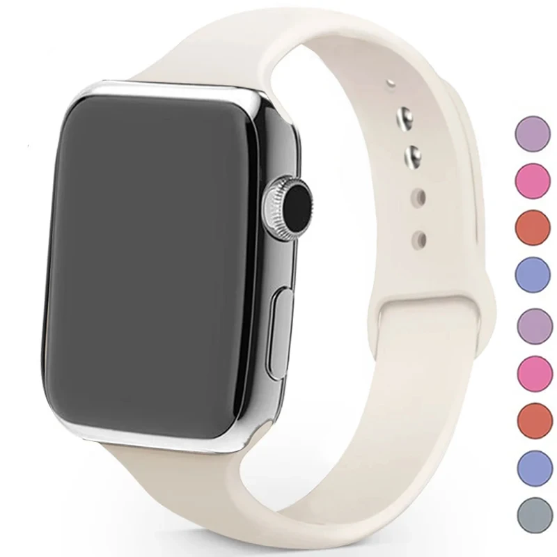 Тонкий силиконовый ремешок для Apple Watch Band 40 мм 44 мм 45 мм 41 мм 38 мм 42 мм, спортивный браслет для iWatch Series 8 Ultra 2 SE 7 6 5 4 3
Тонкий силиконовый ремешок для Apple Watch Band 40 мм 44 мм 45 мм 41 мм 38 мм 42 мм, спортивный браслет для iWatch Series 8 Ultra 2 SE 7 6 5 4 3
