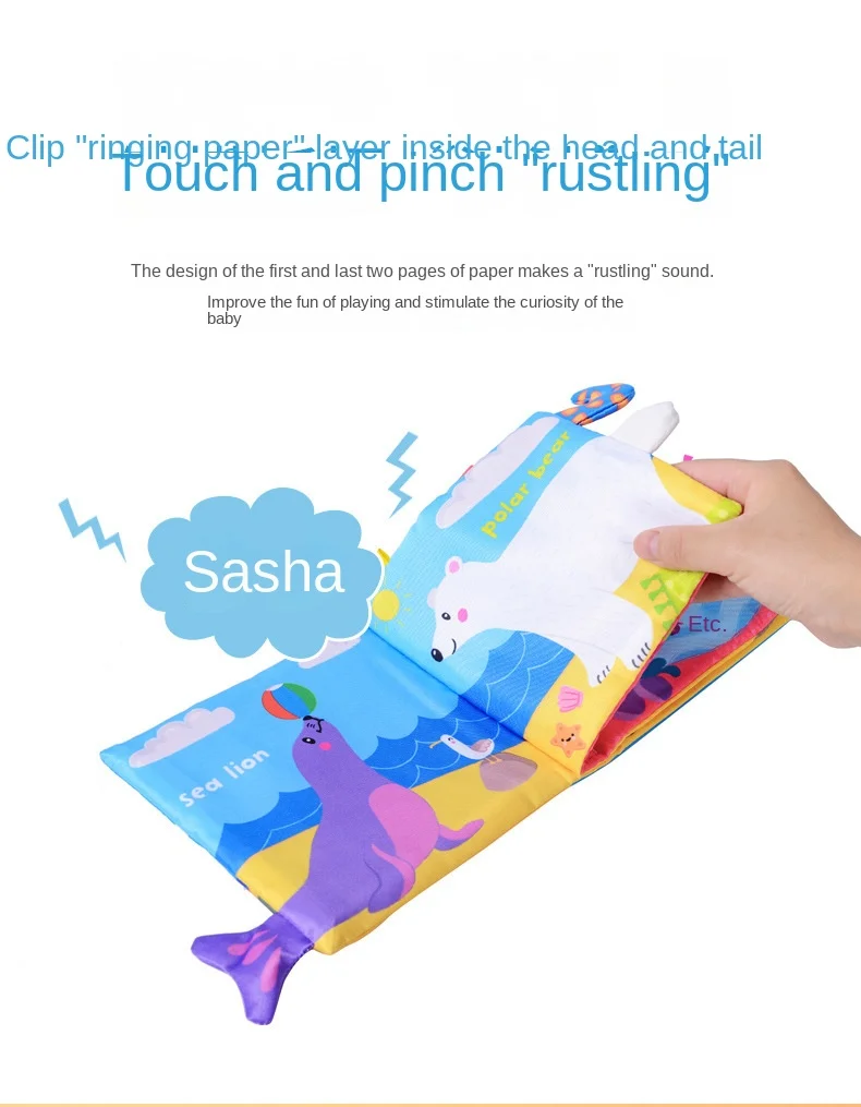 Libro de tela con cola de Animal, libro emergente para morder, iluminación educativa, educación temprana, juguetes cognitivos infantiles de 0 a 3 años Libro de tela con cola de Animal, libro emergente para morder, iluminación educativa, educación temprana, juguetes cognitivos infantiles de 0 a 3 años