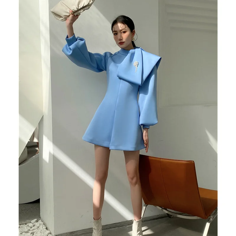 Women's Wear Dress Design Sense Tea Break French Style Princess Kikyo Small Fragrant Sky Blue Long-sleeved Women's Short Skirt
Women's Wear Dress Design Sense Tea Break French Style Princess Kikyo Small Fragrant Sky Blue Long-sleeved Women's Short Skirt