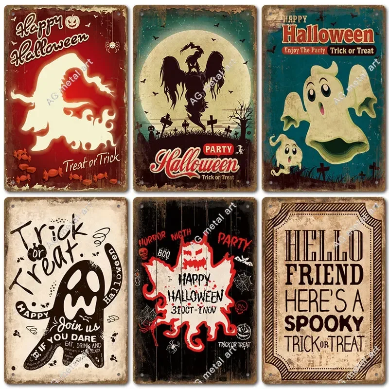 

New Halloween Halloween Retro Tin Painting American Home Background Wall Frameless Decorative Paintings posters