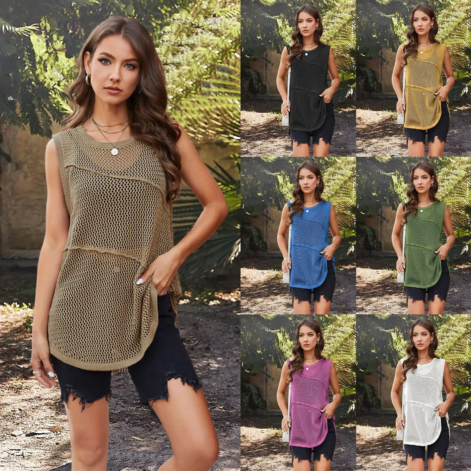 2024 Summer New Fashion Sling Women's Round Neck Hollow Tank Top Women's Knitwear
2024 Summer New Fashion Sling Women's Round Neck Hollow Tank Top Women's Knitwear
