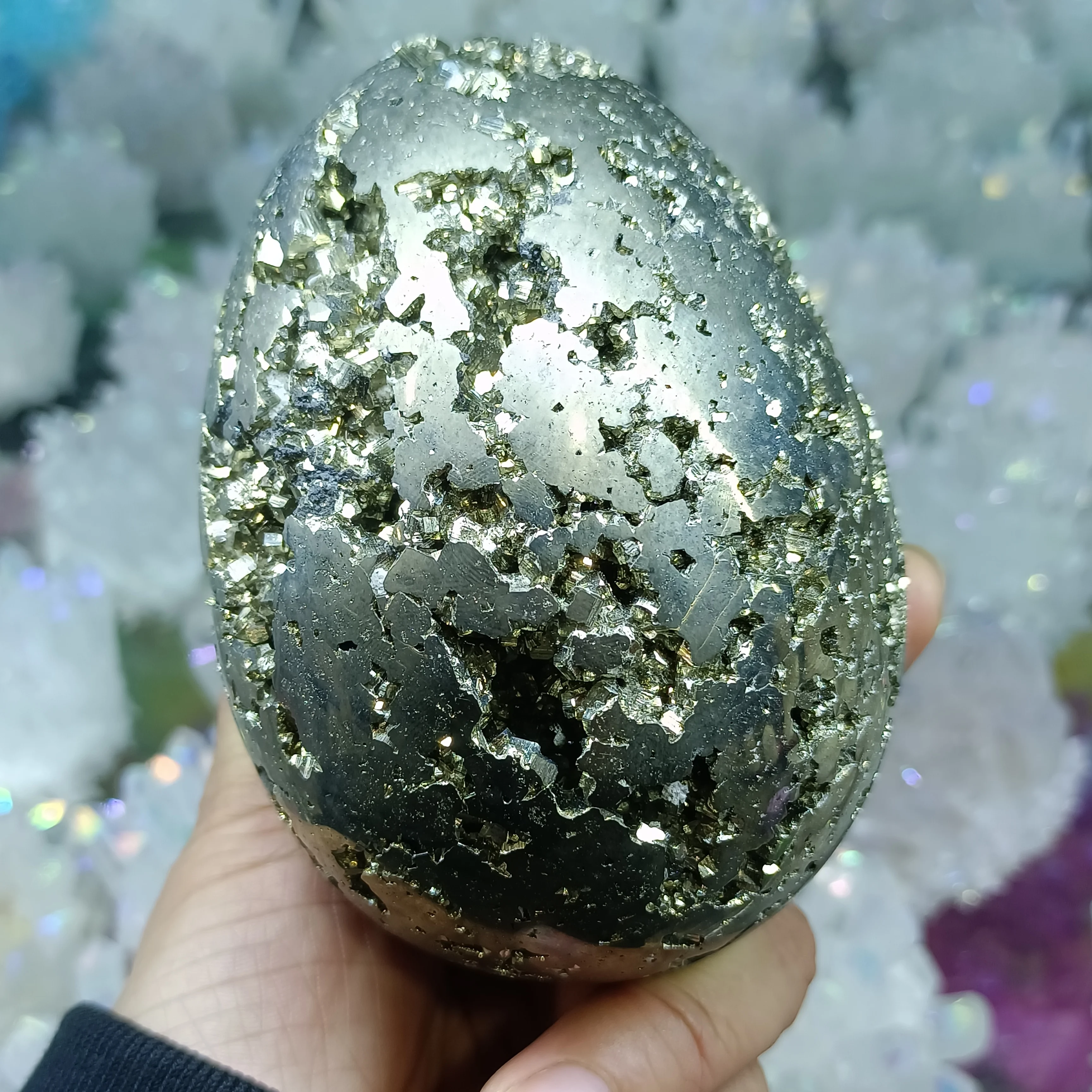 Natural Pyrite Dinosaur Egg Quartz Crystal Mineral Specimen Healing Home Office Degaussing Decoration Energy Gem
Natural Pyrite Dinosaur Egg Quartz Crystal Mineral Specimen Healing Home Office Degaussing Decoration Energy Gem