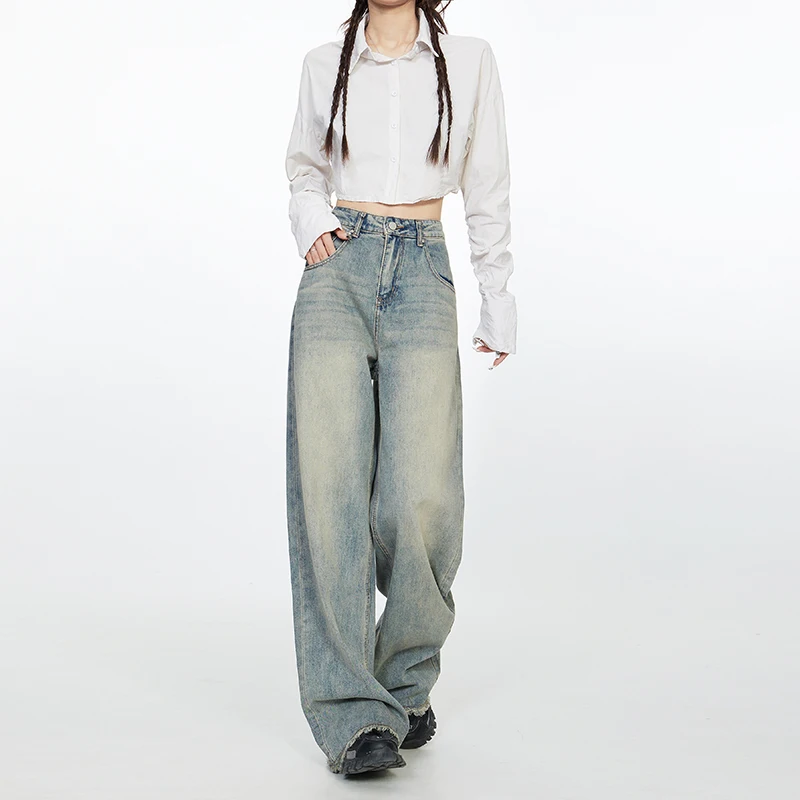 Korean Fashion Y2k Retro Wide Leg High Waist Straight Streetwear Style Jeans Pants Women'S Baggy Denim Trouser Lady Clothes
Korean Fashion Y2k Retro Wide Leg High Waist Straight Streetwear Style Jeans Pants Women'S Baggy Denim Trouser Lady Clothes