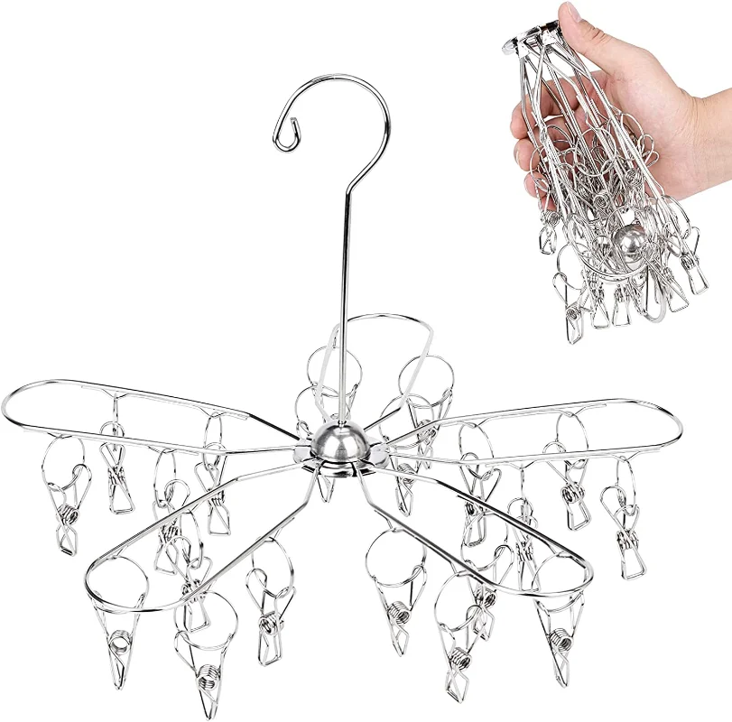 Foldable Clothes Drying Hanger Stainless Steel Laundry Drying Rack with 20 Clips, Sock Dryer Hanger for Hanging Underwear,Towels
Foldable Clothes Drying Hanger Stainless Steel Laundry Drying Rack with 20 Clips, Sock Dryer Hanger for Hanging Underwear,Towels