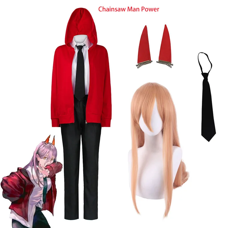 Anime Chainsaw Man Power Cosplay Costume Blood Devil Red Jacket Shirt with Headwear Full Set Power Cosplay Wig Orange Hair
Anime Chainsaw Man Power Cosplay Costume Blood Devil Red Jacket Shirt with Headwear Full Set Power Cosplay Wig Orange Hair