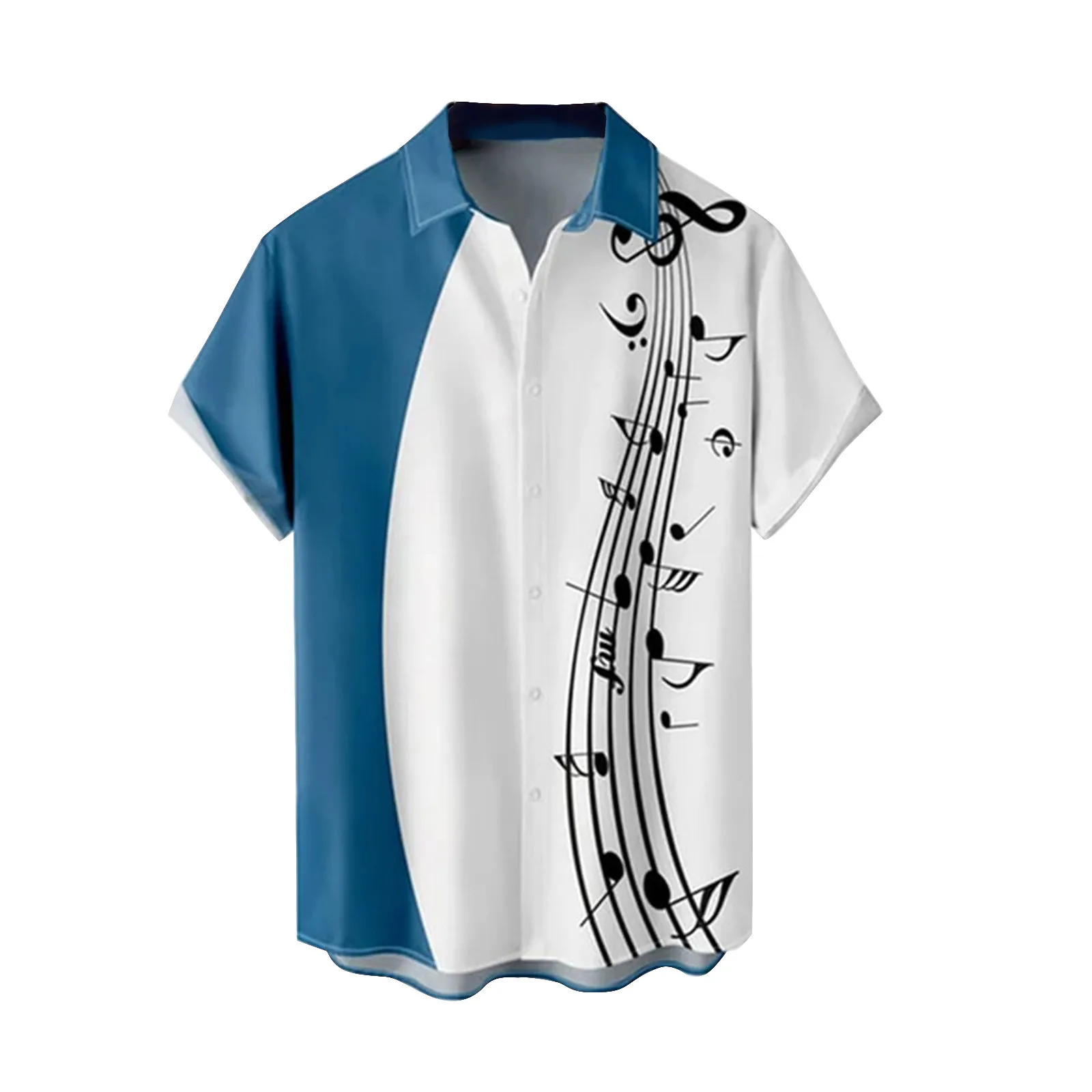

Гавайская рубашка мужская с коротким рукавом, элегантная повседневная Пляжная блузка с музыкальным принтом, с музыкальными нотами, уличный узор, лето