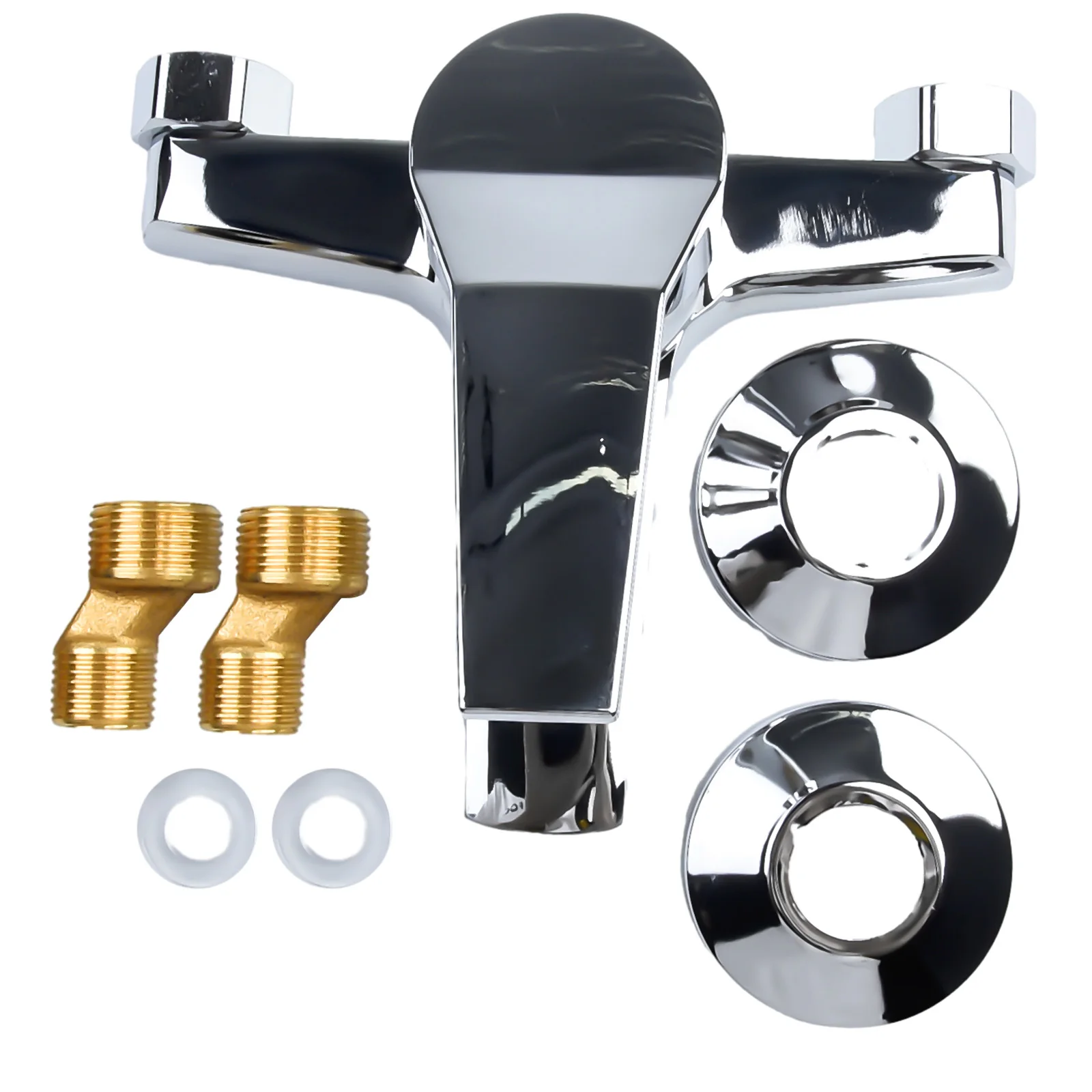 Chrome Finished Faucets Zinc Alloy Construction Dual Hot and Cold Water Spout Wall Mounted for Easy Installation
Chrome Finished Faucets Zinc Alloy Construction Dual Hot and Cold Water Spout Wall Mounted for Easy Installation