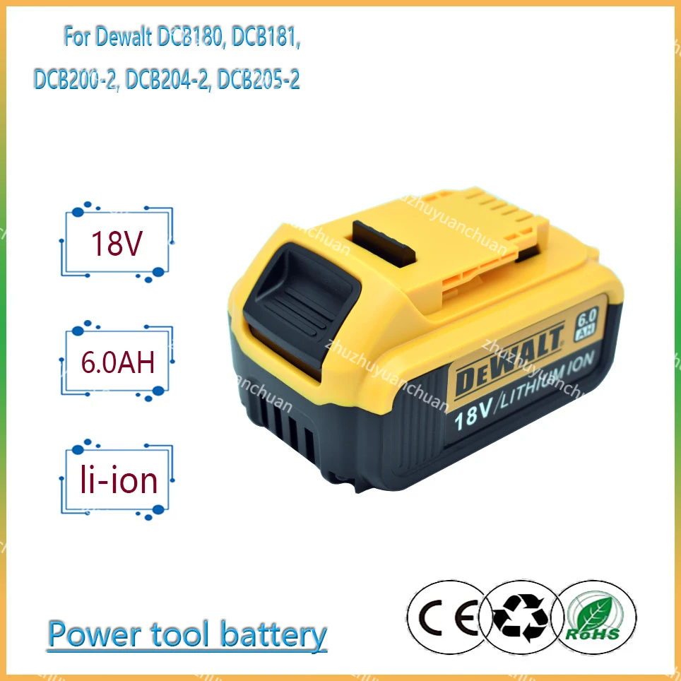 

18V 6000mAh rechargeable battery，for Dewalt DCB184 DCB184B-XJ DCB180 DCB181 DCB182 DCB183 DCB185 18V Power Tool Battery
