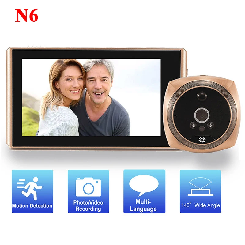

2023 N6 Door Viewer Video Peephole Camera Motion Detection 4.3" Monitor Digital Ring Doorbell Video-eye Security Voice Record