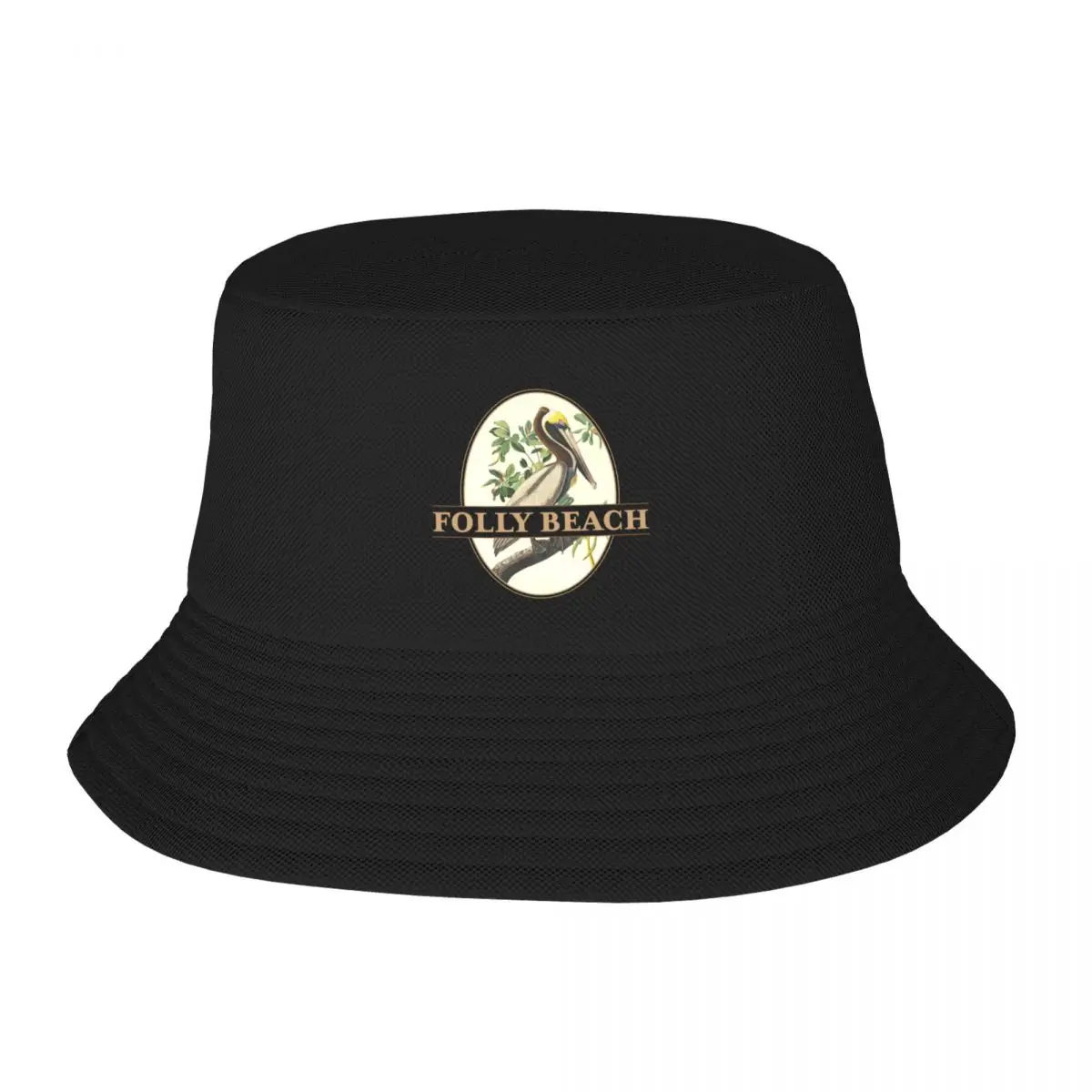 

New Folly Beach South Carolina, Vintage Pelican Design Bucket Hat party hats Visor Men Hat Women's