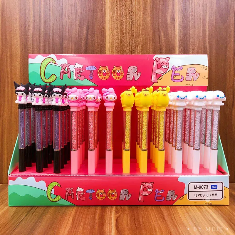 

12/48pcs Sanrio Creative Diamond Gel Pen Cute Rotating Blue Ink Ball Pens Promotional Gift Office School Supplies