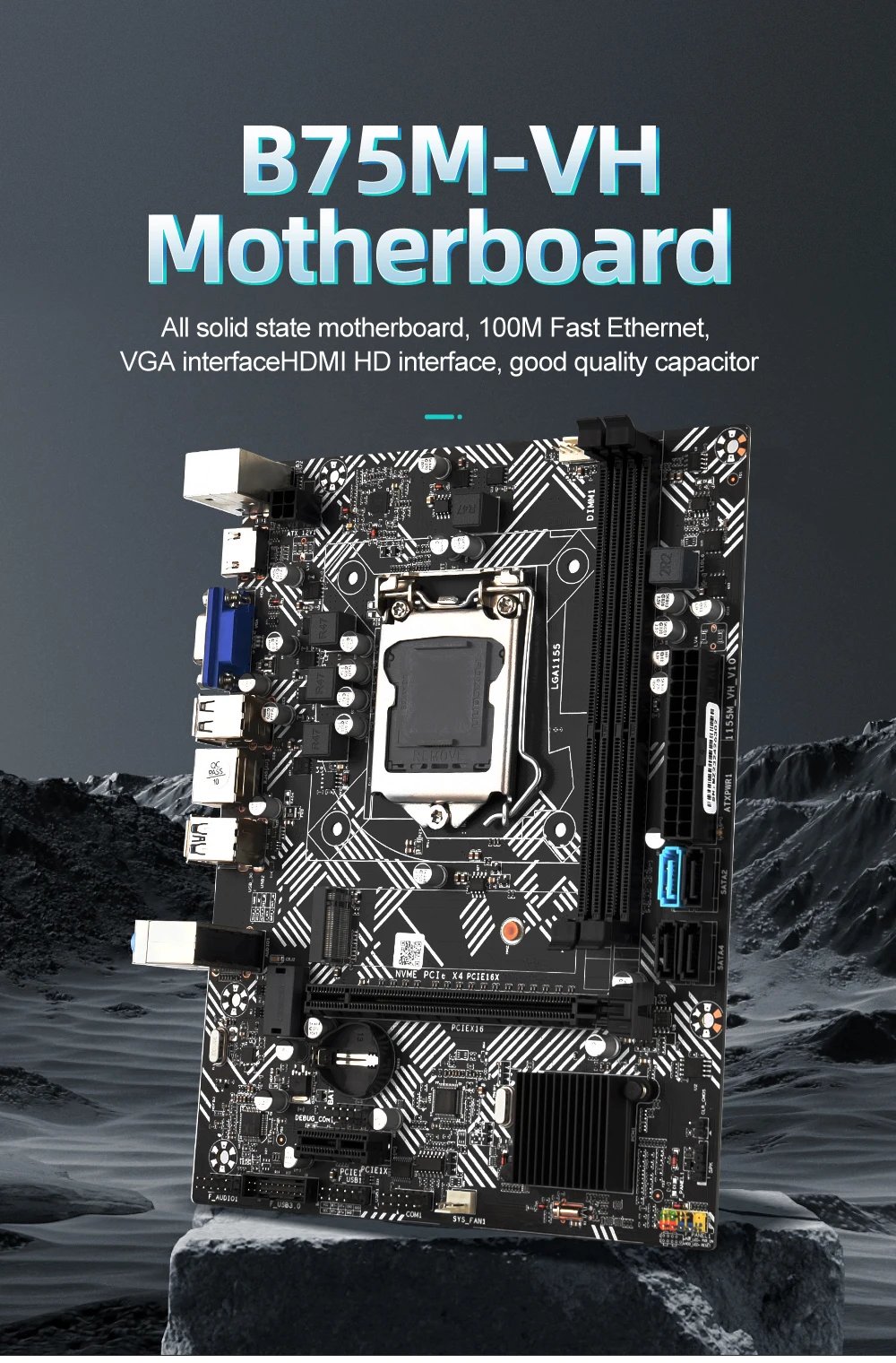 B75M-VH motherboard lga 1155 B75A 1155 With I5 3570 CPU DDR3 8G1600 NVME M.2 USB3.0 SATA3.0 B75M Base plate Desktop Motherboard B75M-VH motherboard lga 1155 B75A 1155 With I5 3570 CPU DDR3 8G1600 NVME M.2 USB3.0 SATA3.0 B75M Base plate Desktop Motherboard