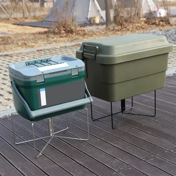 야외 보관함 선반, 아이스 박스 랙, 여행 배낭 여행 버킷 브래킷, 하이킹 수하물 지지대 캠핑 쿨러 스탠드 프레임 상품 이미지