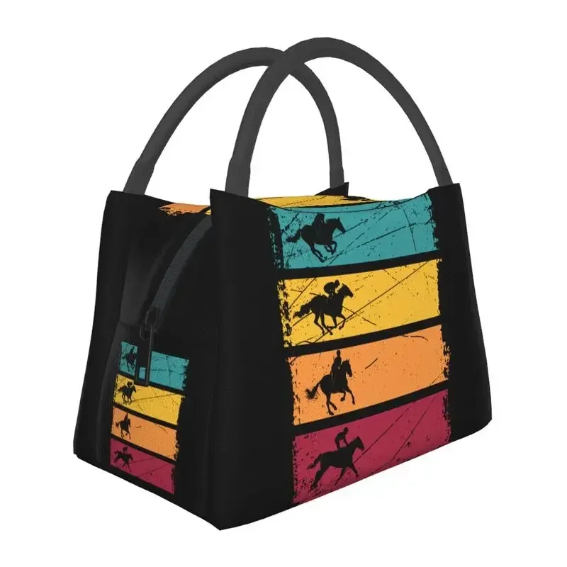 

Vintage Horse Riding Insulated Lunch Bags for Outdoor Picnic Equestrian Rider Leakproof Cooler Thermal Bento Box Women