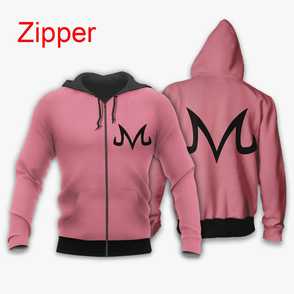 Толстовка с капюшоном Majin Buu на молнии для мужчин и женщин, свитшот для детей, новинка 2024, модная куртка большого размера, пальто