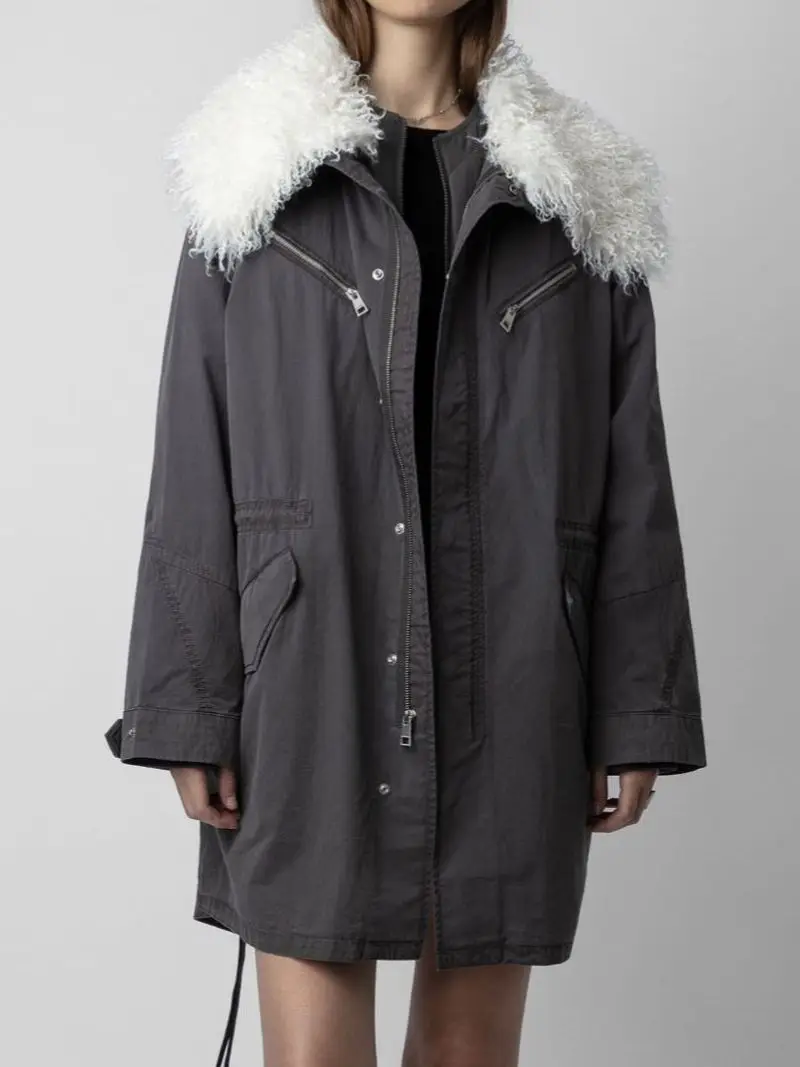 Coat Women's New Year Autumn and Winter Fashion White Fur Collar Thickened Inner Lining Warm Casual Coat Mid length Windbreaker
Coat Women's New Year Autumn and Winter Fashion White Fur Collar Thickened Inner Lining Warm Casual Coat Mid length Windbreaker