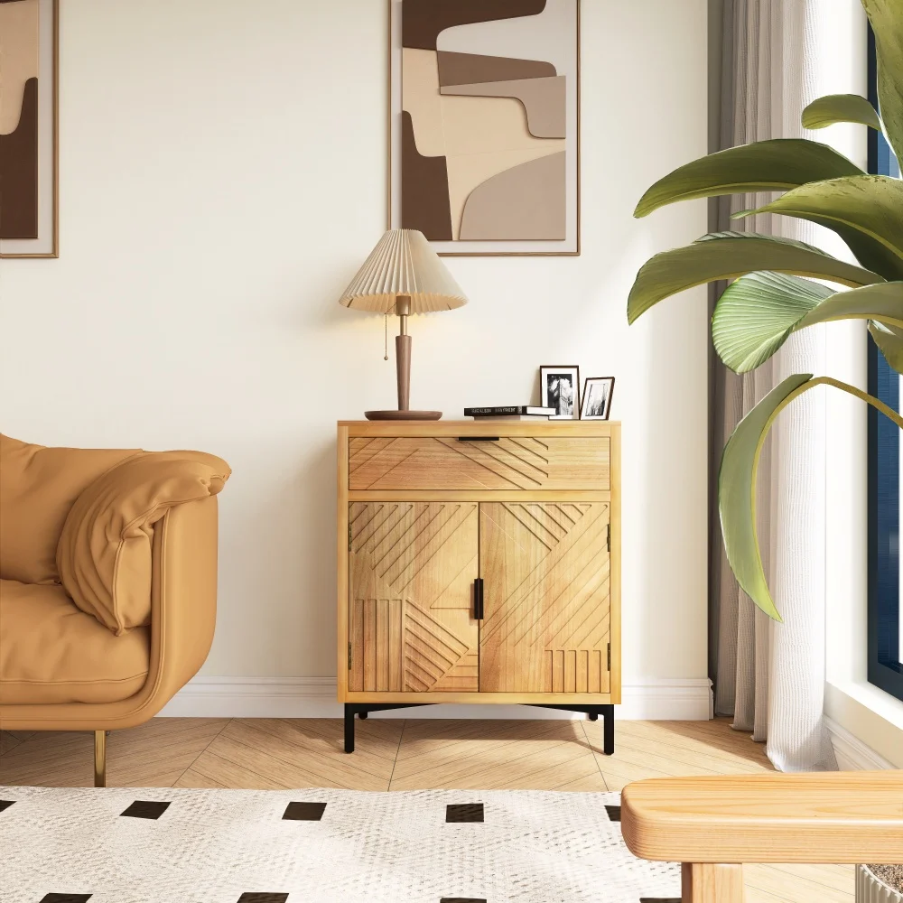 Hand-Carved 1 Drawer and 2-Doors Accent Cabinet - Traditional Craftsmanship and Functionality Combined 
Hand-Carved 1 Drawer and 2-Doors Accent Cabinet - Traditional Craftsmanship and Functionality Combined