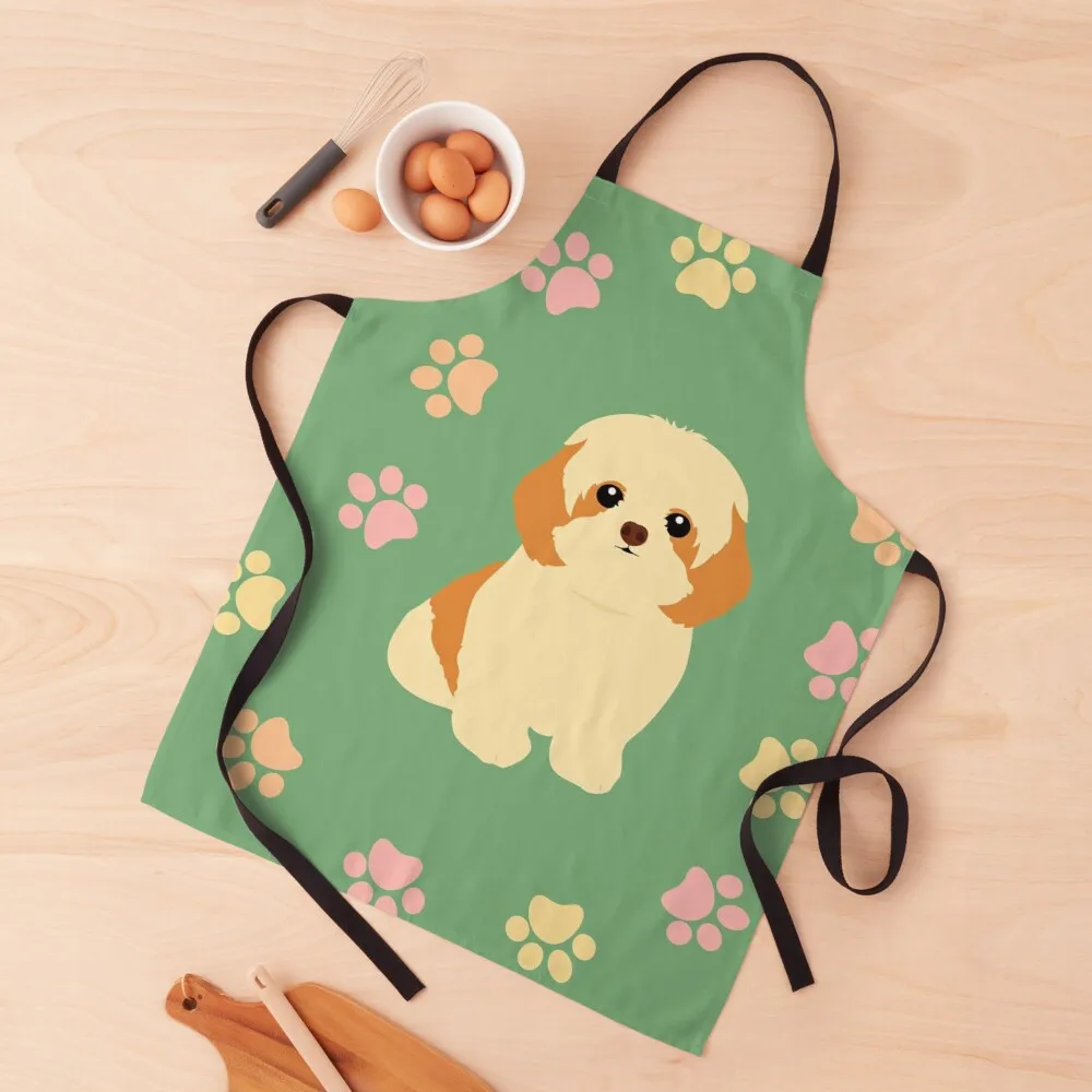 

Shih Tzu and Paw Prints Apron Apron Fashionable Kitchen Novelty Items For Home Apron Funny
