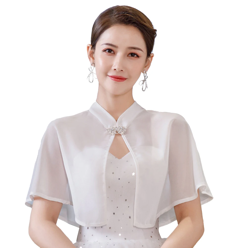 Cape Wrap Shawl Wedding Party Pearl Polyester Bolero Sheer Bridal Shrug Solid Color Stand Collar Chiffon Comfy
Cape Wrap Shawl Wedding Party Pearl Polyester Bolero Sheer Bridal Shrug Solid Color Stand Collar Chiffon Comfy