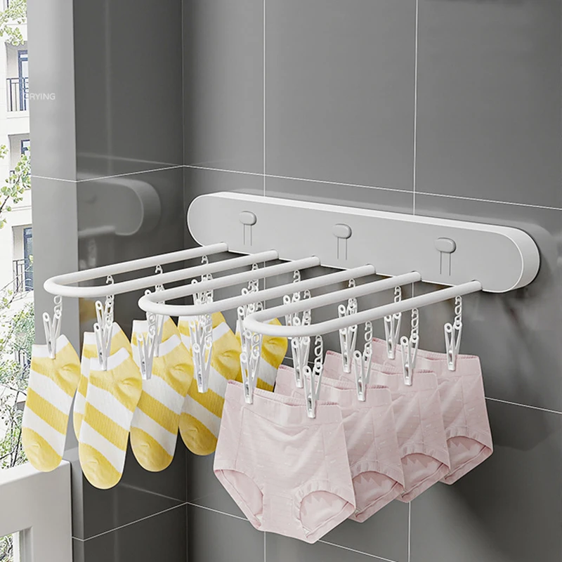 Multifunctional Clothes Drying Rack Socks with Multiple Clips Wall-Mounted Folding Hanger Drying Clip 24 Clip Press-type Hanger
Multifunctional Clothes Drying Rack Socks with Multiple Clips Wall-Mounted Folding Hanger Drying Clip 24 Clip Press-type Hanger