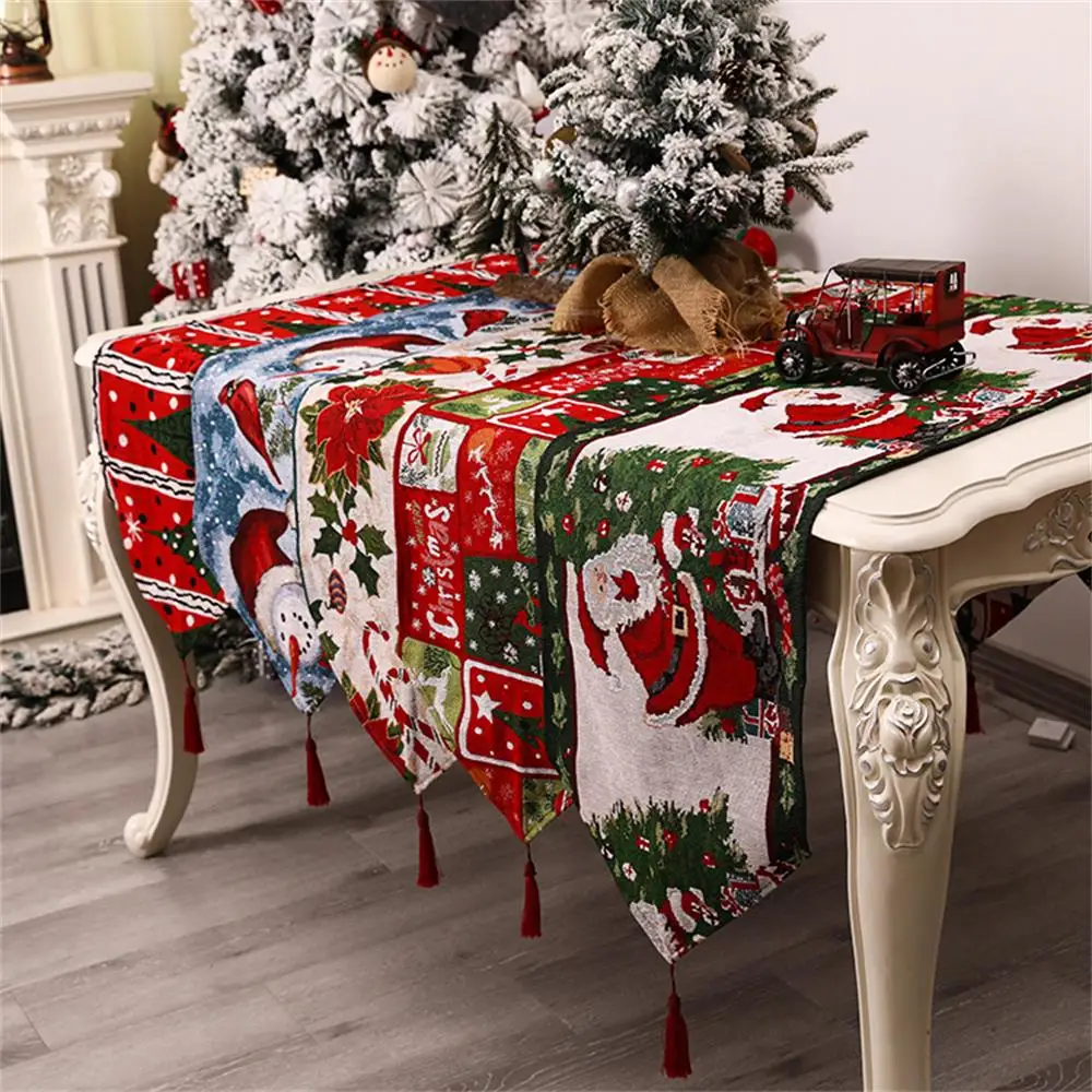 

Christmas Elk Snowman Table Runner Merry Christmas Decor For Home 2020 Xmas Ornaments New Year's Decor 2021 Navidad