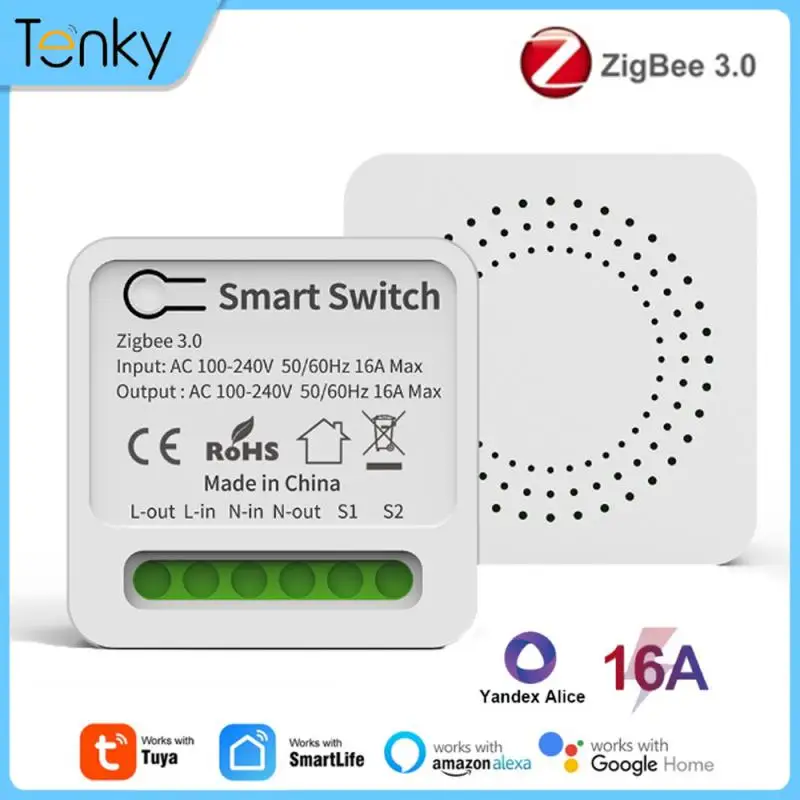 

Tuya ZigBee 3.0 Smart Light Switch 16A Smart Home Automation DIY Breaker Supports 2 Way Work With Alexa Google Home Yandex Alice