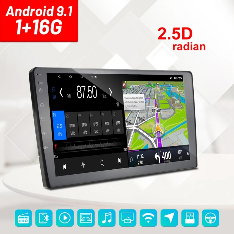 

9-дюймовый сплит-экран, Wi-Fi, автомобильная стереосистема, Android 9,1, MP5 плеер, поддержка GPS-навигации, OBD, 3 экрана, одновременный видеоплеер