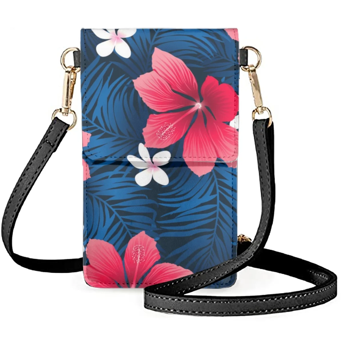 

FORUDESIGNS Fashion Women Shoulder Leather Bags Polynesian Tribal Plumeria Messengers Diagonal Satchel Mobile Phone Bag Clam