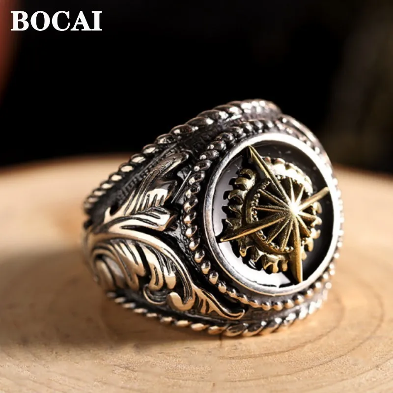 

BOCAI S925 Sterling Silver Rings for Women 2023 New Men's Fashion Sun Eternal Vine Totem Adjustable Pure Argentum Punk Jewelry
