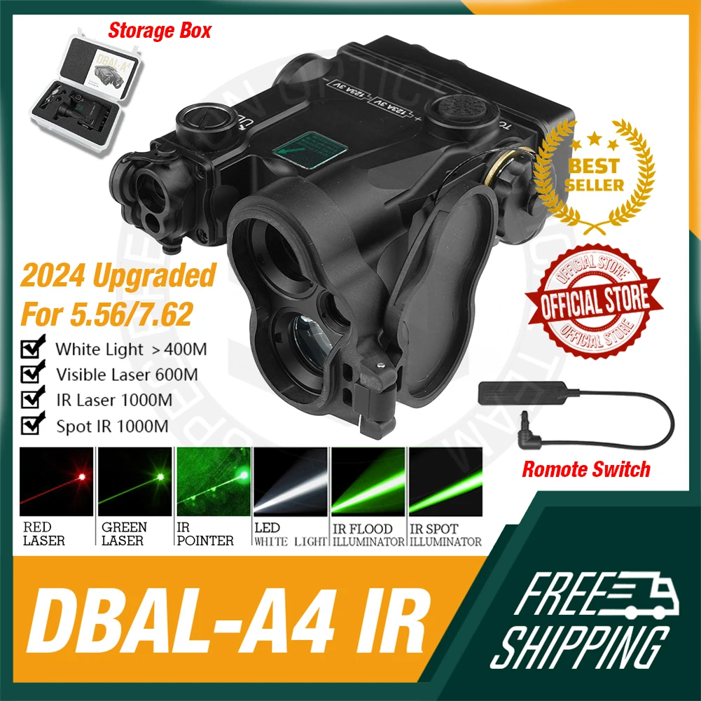 2024 NEW DBAL-A4 DUAL BEAM AIMING LASER with Infrared Spot/Flood Illuminator/tactical Light/Green Laser for 7.62/5.56 Airsoft 
2024 NEW DBAL-A4 DUAL BEAM AIMING LASER with Infrared Spot/Flood Illuminator/tactical Light/Green Laser for 7.62/5.56 Airsoft