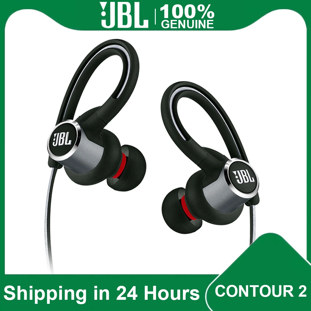 

JBL Reflect Contour 2 Wireless Bluetooth Sport Headphones 3-Button Remote with Mic IPX5 Sweatproof Gym Headset Bass Earphones