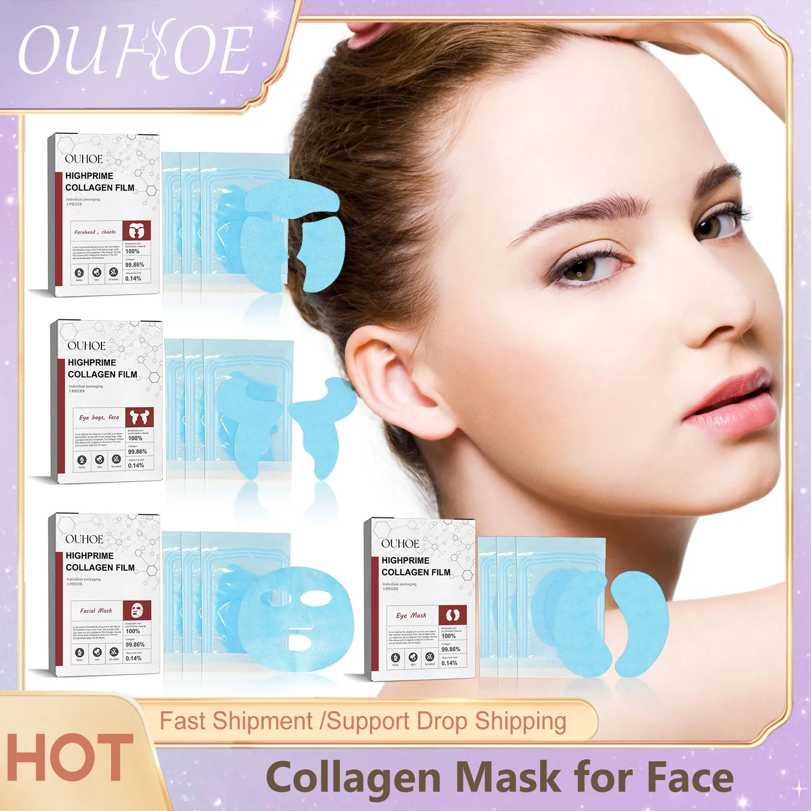 OUHOE Collagen Mask for Face Moisturizer Skin Tightening Hydration Nourishing Skin Shrink Pores Hyaluronic Acid Facial Mask 3PCS
OUHOE Collagen Mask for Face Moisturizer Skin Tightening Hydration Nourishing Skin Shrink Pores Hyaluronic Acid Facial Mask 3PCS