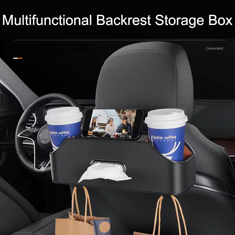 

Car Multifunctional Leather Tissue Storage Box Under Seat Auto Back Seat Paper Bag Place Water Cup Car Gadgets