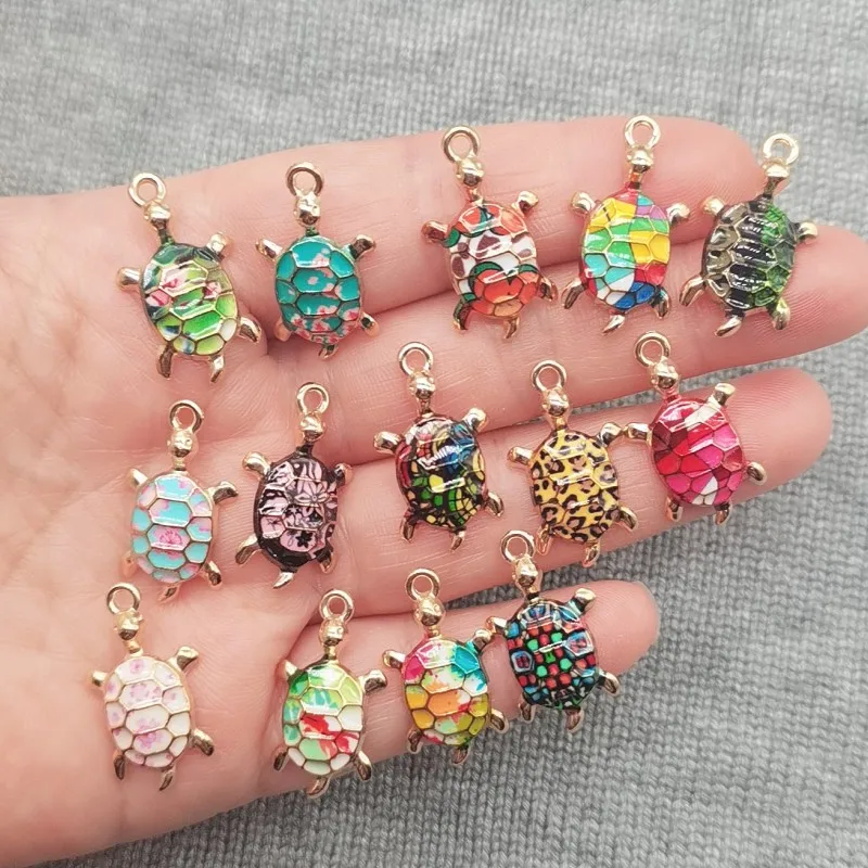 

10PCs Enamel Animal Ocean Sea Turtle Charms Multicolor Pendant DIY Jewelry Necklace Bracelets Metal Pendants Jewelry 24mm x 14mm