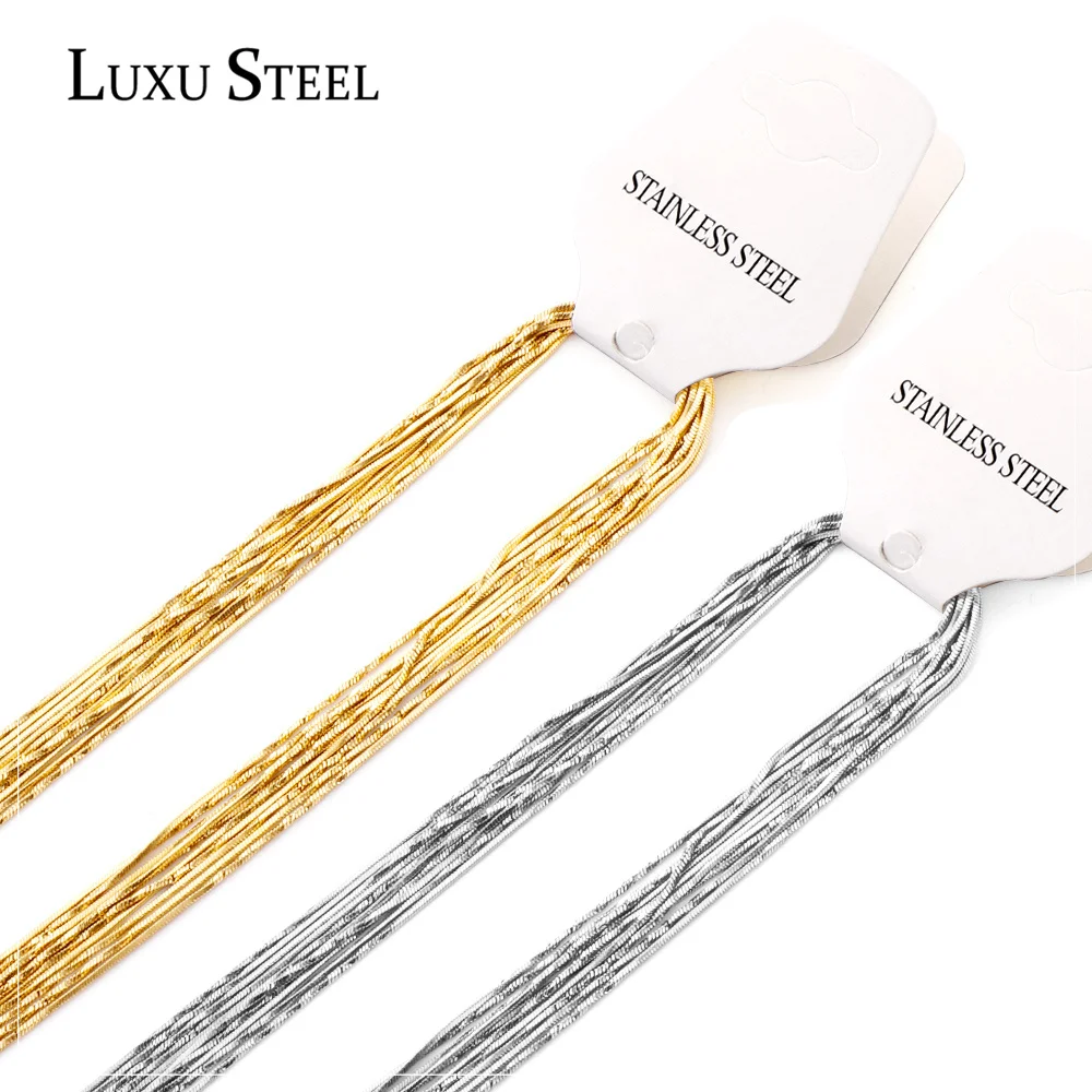 

LUXUSTEEL 5pcs lots Stainless Steel Necklace 2020 New Gold Color Twist Snake Chains Necklace For Pendants Wholesale Gift