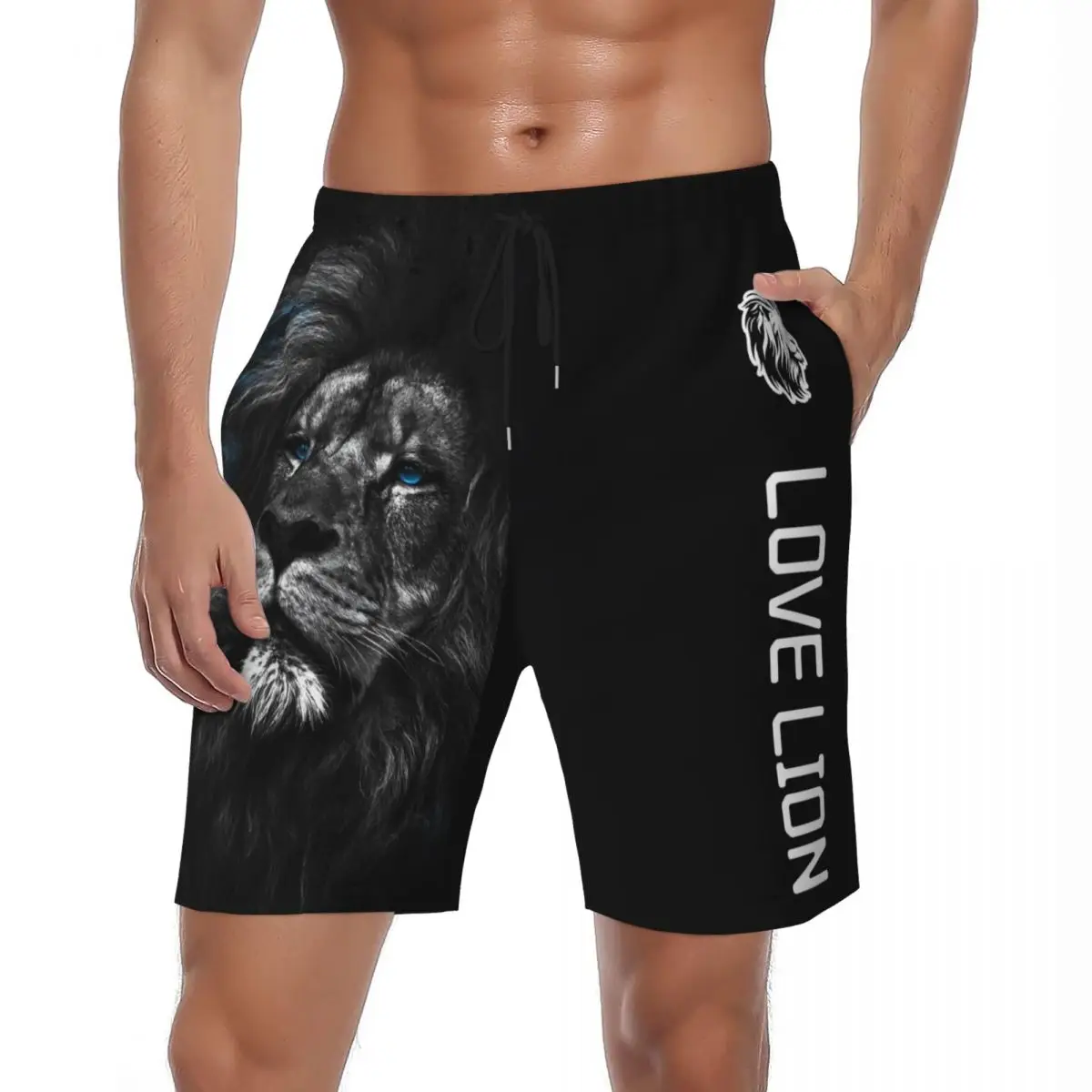 

Swimsuits LOVE LION Ctue Animal Gym Shorts Summer Cool Print Classic Beach Short Pants Men's Surfing Quick Drying Swim Trunks