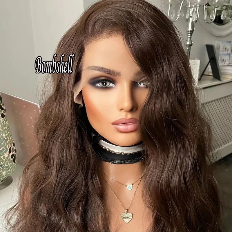 

Bombshell Auburn Brown Loose Wave Wig Synthetic 13x4 Lace Front Wigs Glueless High Quality Heat Resistant Fiber Hair For Women