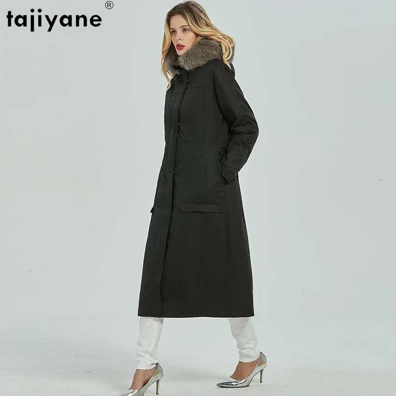 

Tajiyane Real Long Fur Parkas Fashion Winter Jackets for Women 2023 Detachable Rex Rabbit Fur Liner Coat Luxury Fox Fur Collar