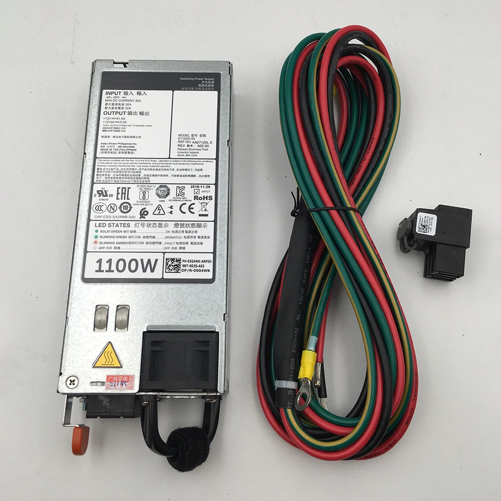

Для источника питания постоянного тока для DELL R920 R820 1100 Вт E1100D-S0 AA27120L поставляется с кабелем и конверсионной ГОЛОВКОЙ 100% тест перед отправкой