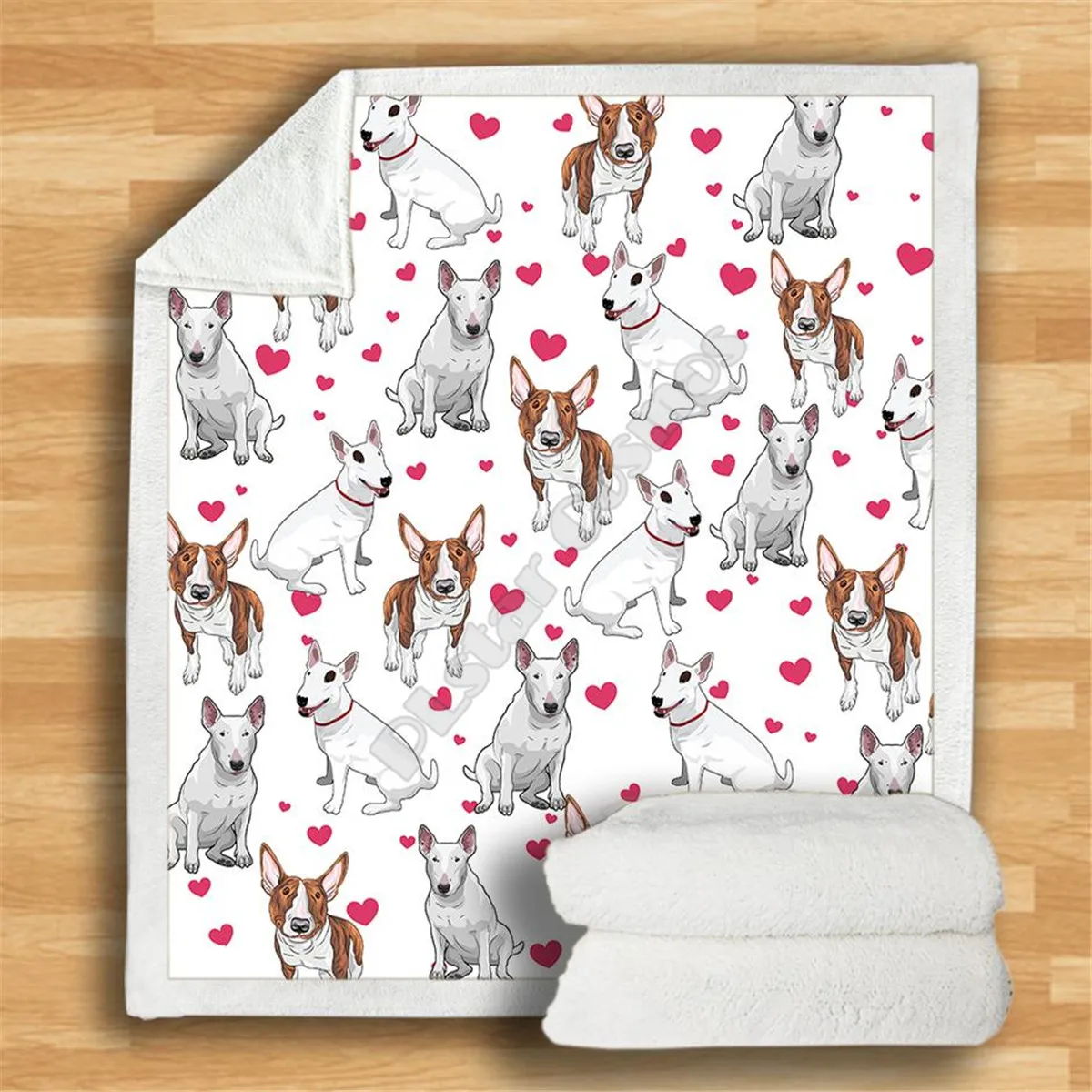 

Love Autumn Winter Bull Terrier Cozy Premium Fleece Blanket 3D printed Sherpa Blanket on Bed Home Textiles