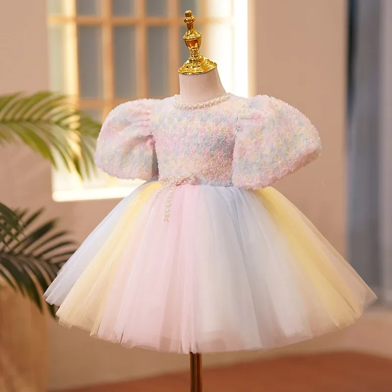 

Baby Girls Tutu Gown for Baptism Christening 1st Birthday Infant Dresses Rainbow Tulle Party Prom Toddler Girl Party Dresses