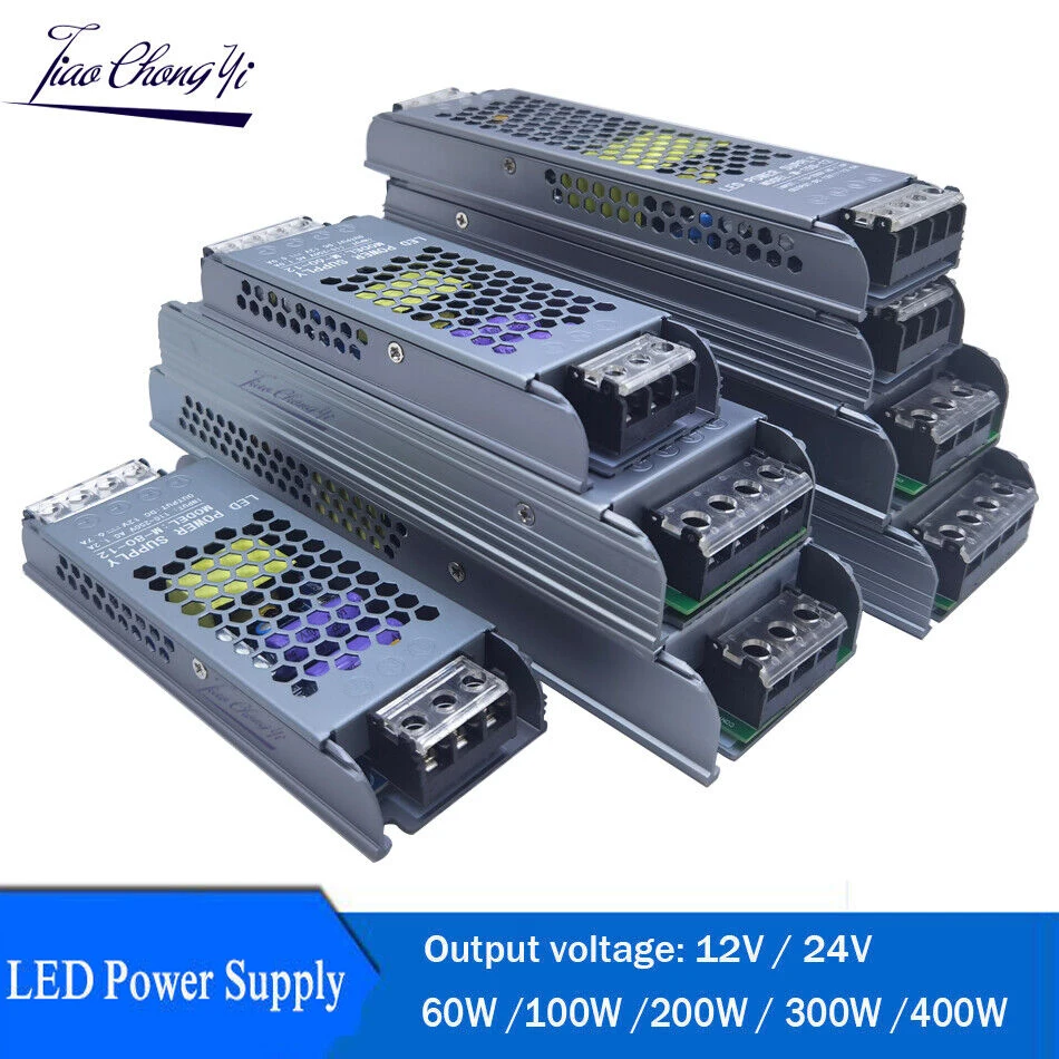 

High Quality Mute Lighting Transformers Constant Voltage Output DC12V 24V 60W 100W 200W 300W 400W LED Strip Power Supply.