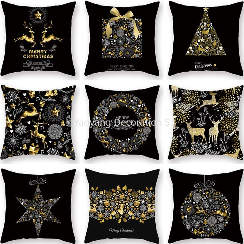 Black Bronzing Christmas Pillowcase Snowflake Elk Cushion Cover Christmas Decor for Home Xmas Ornaments Year New 2023 Navidad
Black Bronzing Christmas Pillowcase Snowflake Elk Cushion Cover Christmas Decor for Home Xmas Ornaments Year New 2023 Navidad