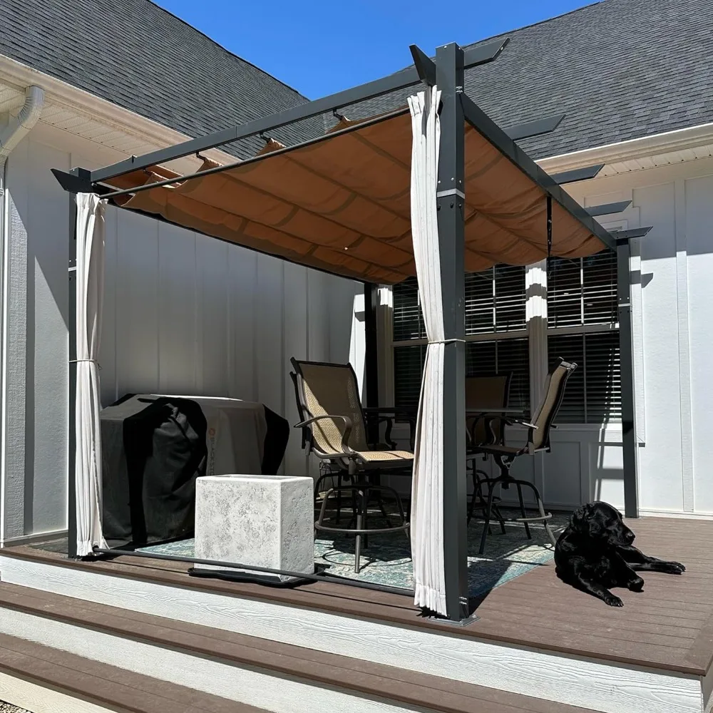 Outdoor Retractable Pergola with Sun Shade Canopy 10' x 10' Patio Aluminum Pergola Shelter for Backyard Deck Garden
Outdoor Retractable Pergola with Sun Shade Canopy 10' x 10' Patio Aluminum Pergola Shelter for Backyard Deck Garden