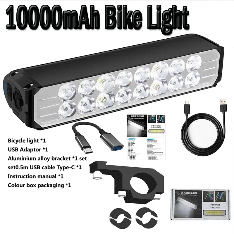 Bicycle Light Front 6000Lm Headlight Bike Lamp 10000mAh IPX5 Waterproof USB Charging Road MTB Flashlight for Bike Accessories
Bicycle Light Front 6000Lm Headlight Bike Lamp 10000mAh IPX5 Waterproof USB Charging Road MTB Flashlight for Bike Accessories