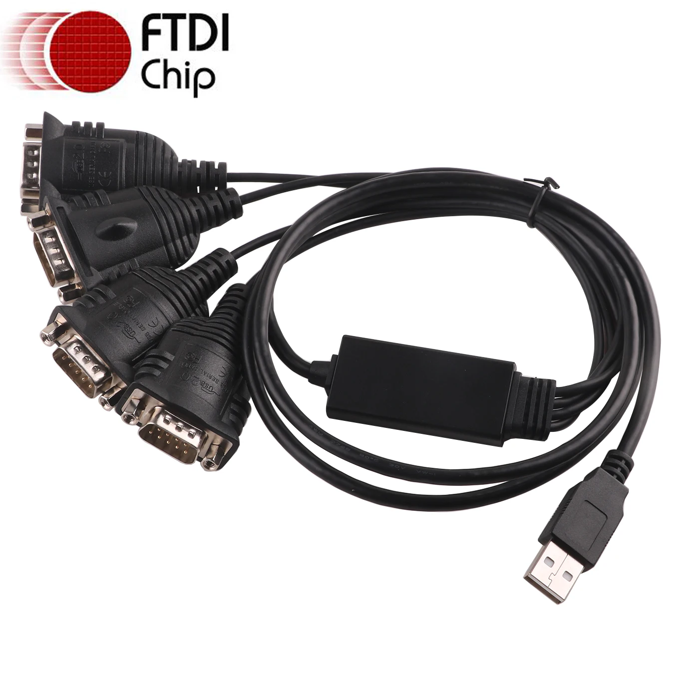 

FTDI USB to DB9 Male RS232 RS 232 4 Ports Ways Channels Adapters Connector Serial Converter Cable