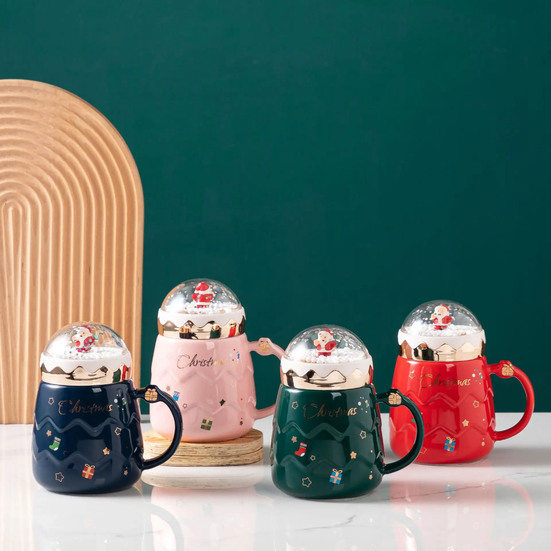 

Christmas Ceramic Mug Water Bottle Santa Claus Cup with Lid Cute Large-Capacity Breakfast Daily Office Cup Couple Gift Hand Gift