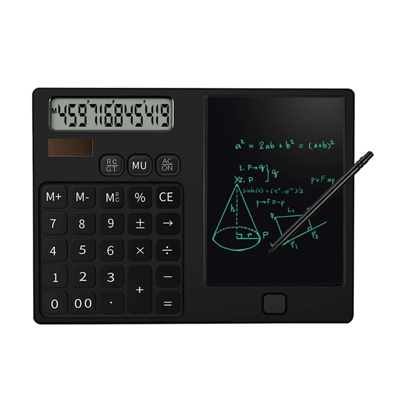 

Calculators,12-Digit Display Pocket Desktop Calculator with Erasable Wiriting Pad for Student School Black