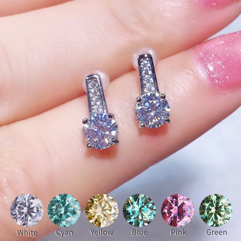 Real Moissanite Studs Earrings Blue Green Yellow Pink Red Gemstone Drop Dangle Earrings Dazzling For Women Jewelry S925 Silver
Real Moissanite Studs Earrings Blue Green Yellow Pink Red Gemstone Drop Dangle Earrings Dazzling For Women Jewelry S925 Silver