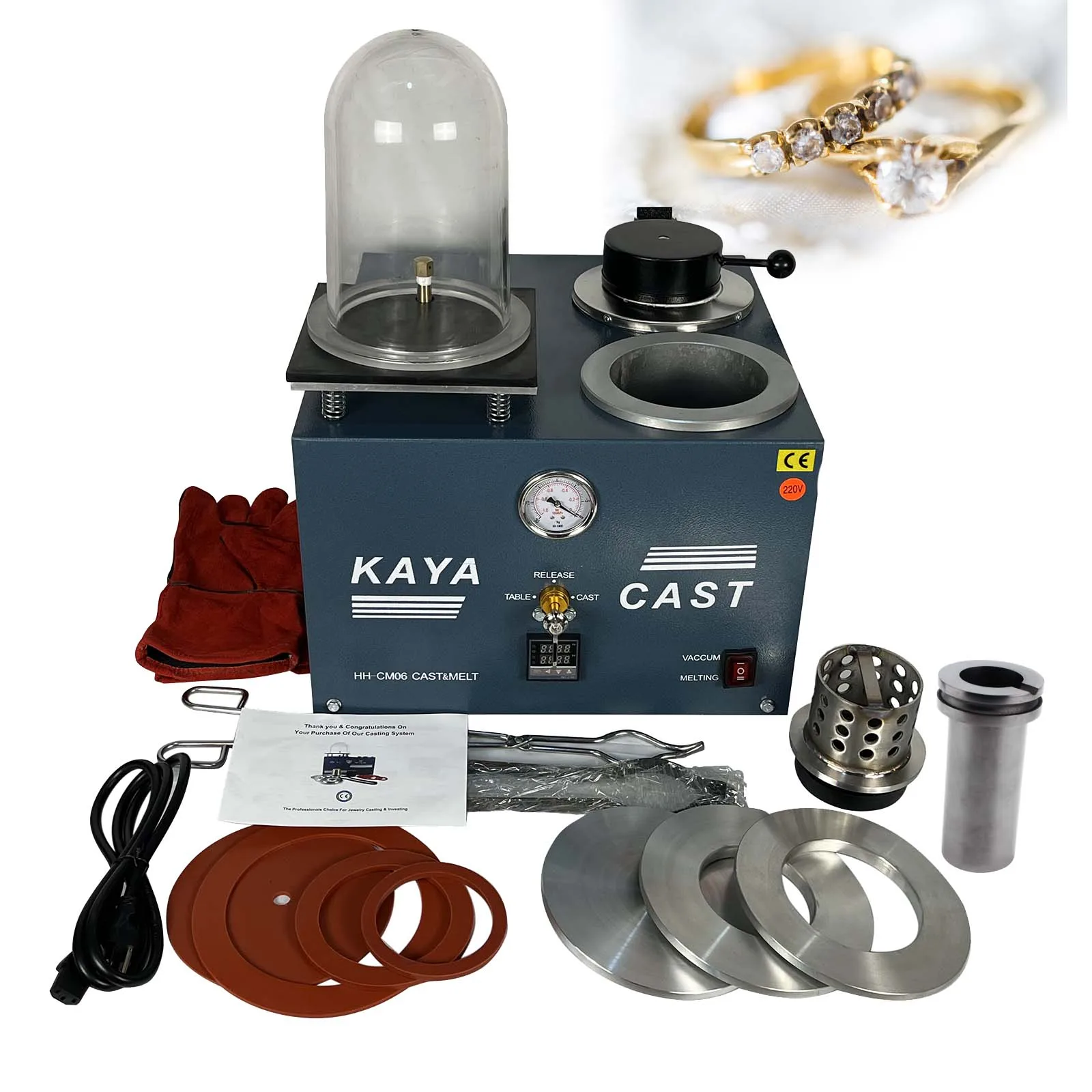 Vacuum Casting Machine - 1/2 HP, 3 CFM with 2L Gold Melting Furnace and Graphite Crucible
Vacuum Casting Machine - 1/2 HP, 3 CFM with 2L Gold Melting Furnace and Graphite Crucible